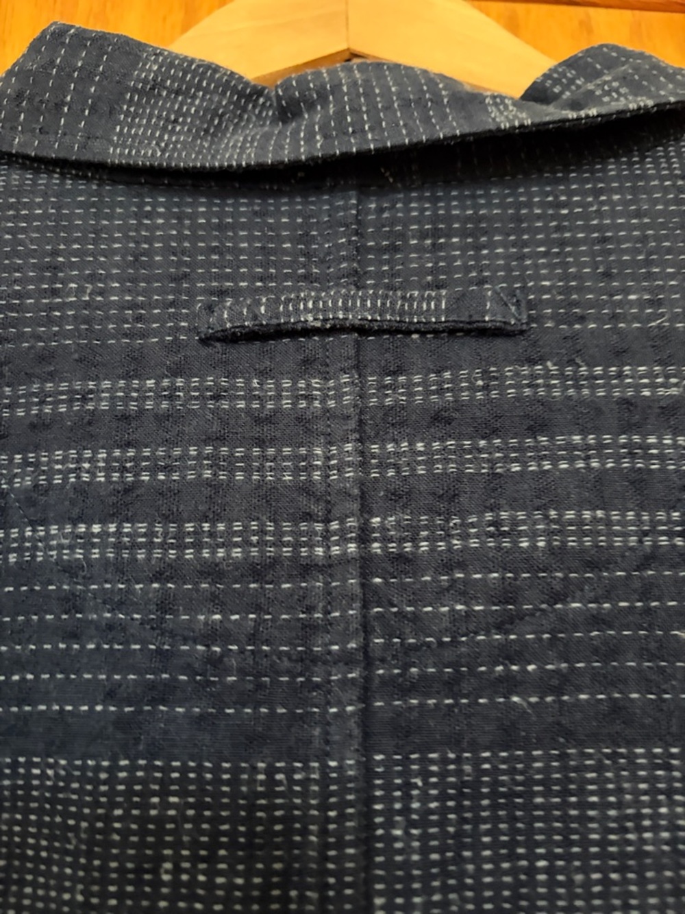 Poetry Hemp Organic Cotton Dot Weave Over Shirt Dark Indigo Blue Blouse Top 12 - Picture 6 of 6